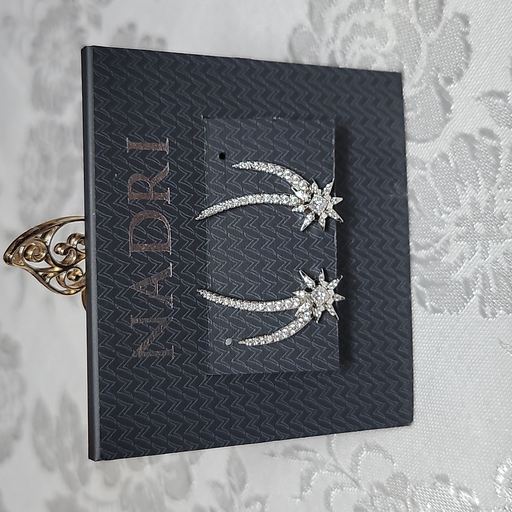 Nadri Starlit Star CZ Climber Earrings - Picture 3 of 10